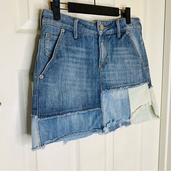 True Religion Patchwork Denim Mini Skirt Size Small - Picture 9 of 13